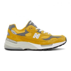 New Balance Yellow and Grey Made In US 992 Sneakers (M992BB)