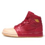 Air Jordan Womens Nike AJ I 1 Retro High Premium PRM ‚Dipped Toe Pack‘ Red Tan (2018) (AH7389-607)