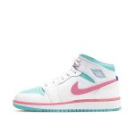 Air Jordan Nike AJ I 1 Mid White Pink Green Soar (GS) (2020) (555112-102)