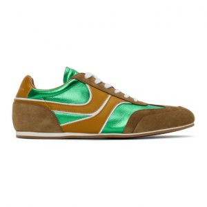 Dries Van Noten Green Leather Metallic Sneakers (MW28/045 QU120)