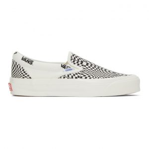 Vans Black and White Check OG Classic Slip-On LX Sneakers (VN0A45JK1Z3)