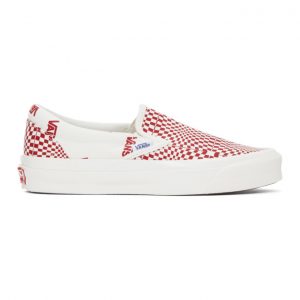 Vans Red and White Check OG Classic Slip-On LX Sneakers (VN0A45JK1ZL)