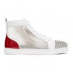 Christian Louboutin Red and White Sosoxy Spikes High-Top Sneakers (3200521)