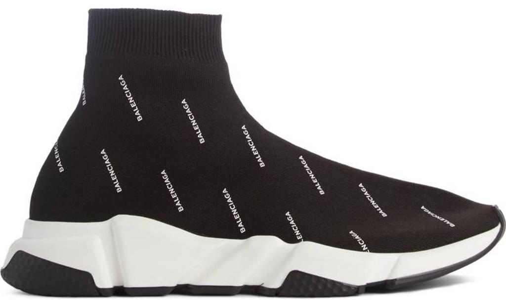 Balenciaga Speed Trainer Logo Print Black White (W)
