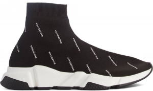 Balenciaga Speed Trainer Logo Print Black White (W)