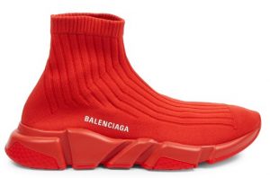 Balenciaga Speed Trainer Rib-Knit Rouge