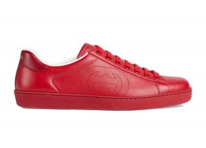 Gucci Ace Perforated Interlocking G Red