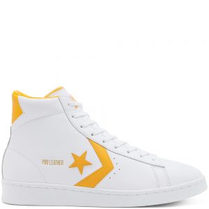 Converse Pro Leather Hi White Amarillo