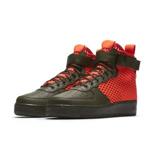 Nike SF Air Force 1 Mid Cargo Khaki Total Crimson
