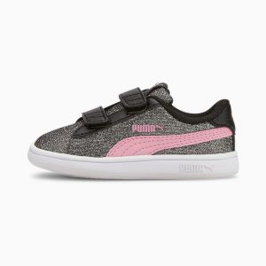 Puma Smash v2 Glitz Glam Mädchen Schwarz/Rosa (367380-18)