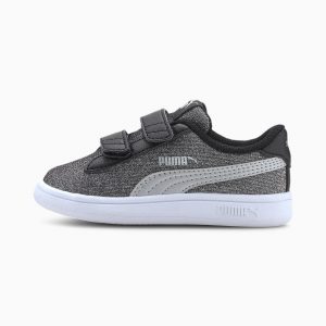 Puma Smash v2 Glitz Glam Mädchen Schwarz/Silber (367380-14)