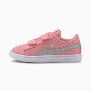 Puma Smash v2 Glitz Glam Mädchen Silber/Weiß (367378-15)