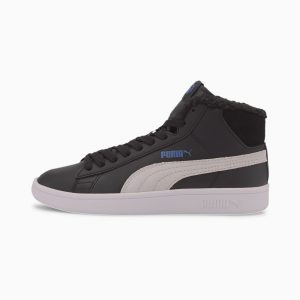 Puma Smash V2 Mid Fur Jugend Schwarz/Weiß (366895-08)