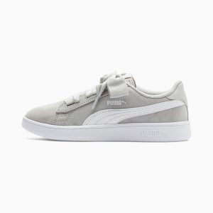 Puma Smash v2 Ribbon AC Mädchen Grau/Weiß (366004-09)