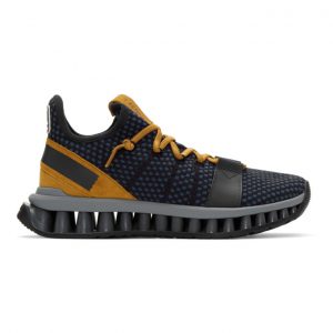 Z Zegna Navy and Tan TechMerino A-Maze Sneakers (LHTGS A4308X)