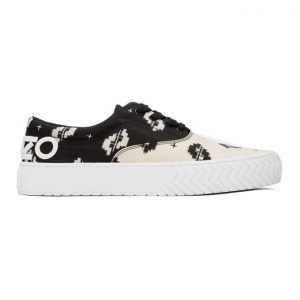 Kenzo Black and Off-White Printed IKAT K-Skate Sneakers (FA55SN260F78)