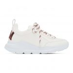 MSGM White and Red Logo College Back Patch Sneakers (2842MDS211   130)