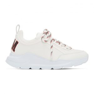 MSGM White and Red Logo College Back Patch Sneakers (2842MDS211   130)