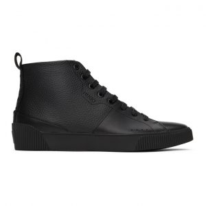 Hugo Black Leather Zero High-Top Sneakers (50440337)