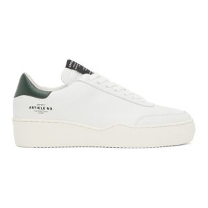 Article No. White and Green 0517 Low-Top Sneakers (0517-02-01)