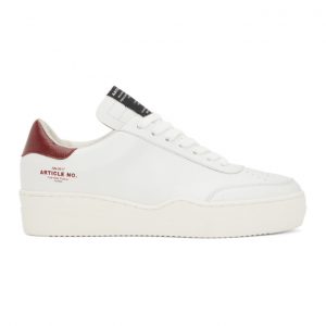 Article No. White and Burgundy 0517 Low-Top Sneakers (0517-02-02)