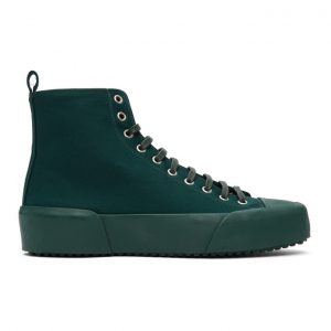 Jil Sander Green Canvas High-Top Sneakers (JI35546B-12342)