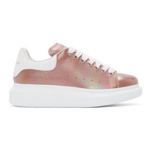 Alexander McQueen Rose Gold and White Oversized Sneakers (553770WHYS1)