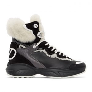 Valentino Black and White Valentino Garavani VLogo High-Top Sneakers (UW0S0AH6XZX)