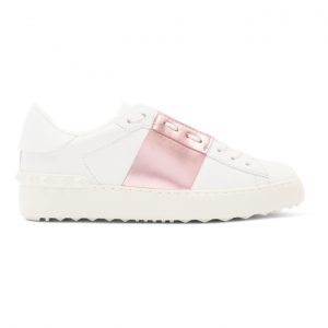 Valentino White and Pink Valentino Garavani Open Sneakers (UW0S0781FLR)
