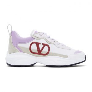 Valentino White and Purple Valentino Garavani VLogo Sneaker (UW0S0AB1KCX)
