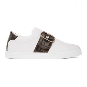Fendi White Forever Fendi Strap Sneakers (8E6734 A83J)