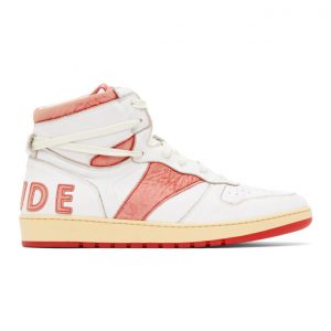 Rhude White and Red Rhecess Hi Sneakers (RHU08PF20119)