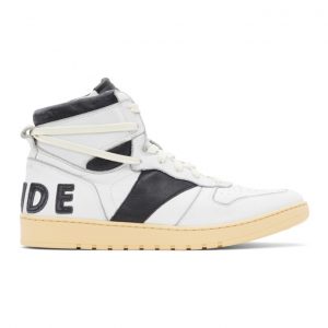 Rhude White and Black Rhecess Hi Sneakers (RHU08PF20120)