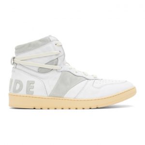 Rhude White and Grey Rhecess Hi Sneakers (RHU08PF20121)