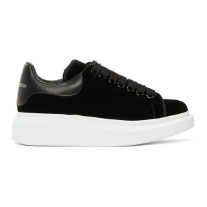 Alexander McQueen Black Velvet Oversized Sneakers (553775 W4FKT)