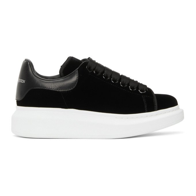 Alexander McQueen Black Velvet Oversized Sneakers (553775 W4FKT)