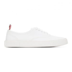 Thom Browne White Canvas Vulcanized Sneakers (MFD201A-01588)