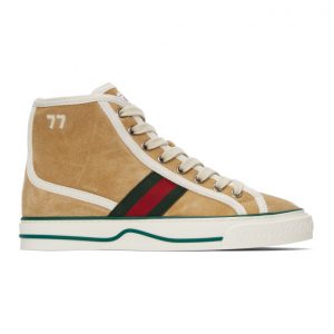 Gucci Beige Suede Gucci Tennis 1977 High-Top Sneakers (649327 UAE20)