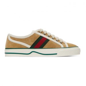 Gucci Beige Suede Gucci Tennis 1977 Low-Top Sneakers (649326 UAE10)