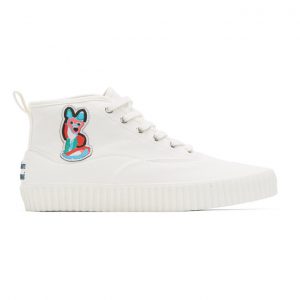Maison Kitsune White ACIDE Fox Patch High-Top Sneakers (EU04705WW9000)