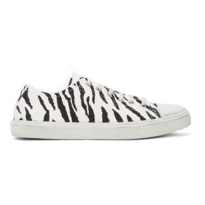 Saint Laurent White and Black Zebra Bedford Sneakers (6024621OD00)