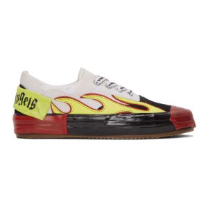 Palm Angels White and Black Flame Sneakers (PWIA018S20LEA0010184)