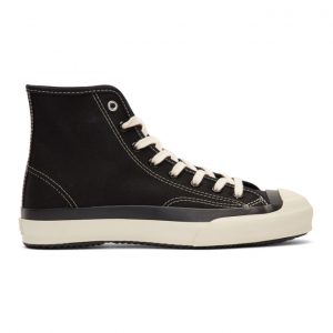 Ys Black and White High Cut Lace-Up Sneakers (YS-E01-090)