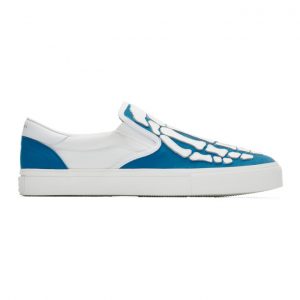 AMIRI Blue and White Bones Slip-On Sneakers (S0F23271CL)