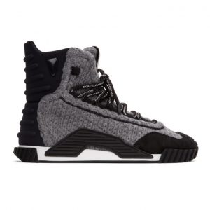 Dolce and Gabbana Grey and Black Wool NS1 High-Top Sneakers (CS1827 AW772)