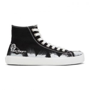 Maison Margiela Black and White Vandal Tabi High-Top Sneakers (S57WS0348 P3719 H8328)