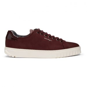 Salvatore Ferragamo Burgundy Nubuck Cube Sneakers (02A888 0732525)
