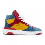 Givenchy Blue and Yellow Ribbed Velvet Three-Toned Wing Sneakers (BH002JH0R5)