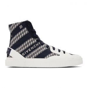 Givenchy Navy Chain Tennis Light High-Top Sneakers (BH001UH0QM)
