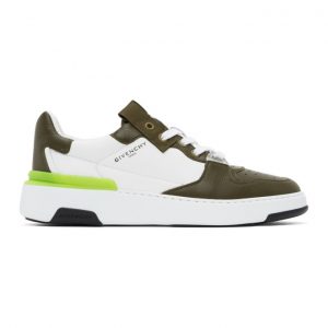 Givenchy White and Khaki Wing Sneakers (BH002KH0R6)